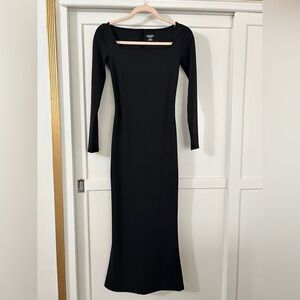 wild fable Black Long Sleeve Square Neck Maxi Dress